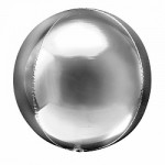 Шар фольгированный 3D Сфера Серебро 24/61 см