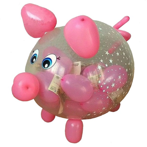Фигура из воздушнях шаров " Свинка с сюрпризом " 