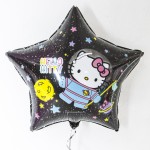 Шар (22''/56 см) Звезда, Hello Kitty, С Днем Рождения!, Черный