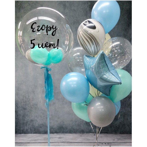Композиция из воздушных шаров с шариками С День Рождения! тифанни. 
