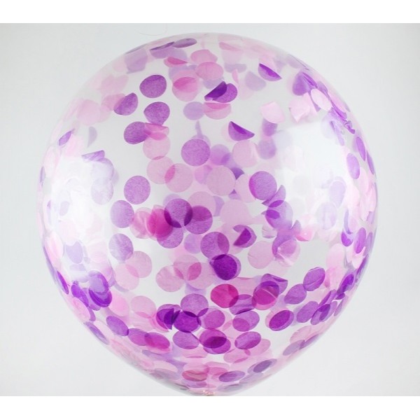Шар прозрачный Bubble 65 см. с конфетти фиолет