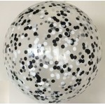 Шар прозрачный Bubble 65 см. с конфетти черное-белые