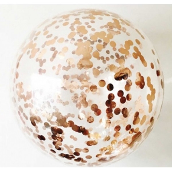 Шар прозрачный Bubble 65 см. с конфетти золото круги