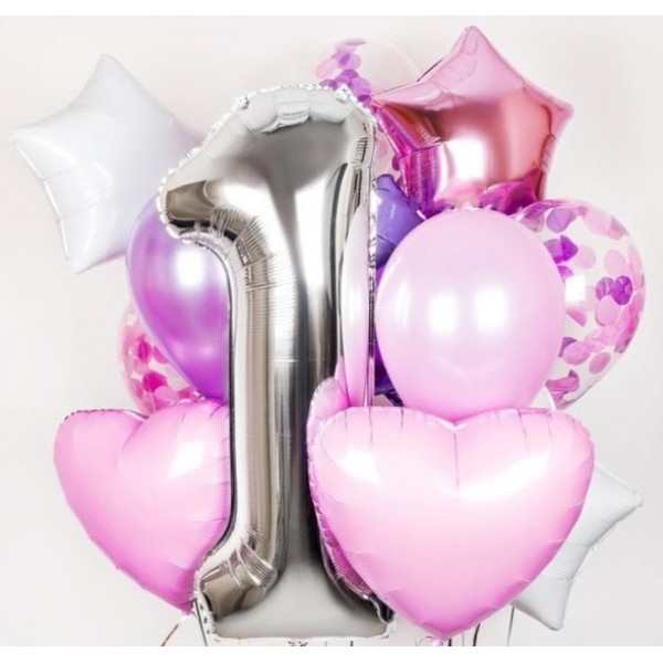 Букет из воздушных шариков День Рождение в розовом!