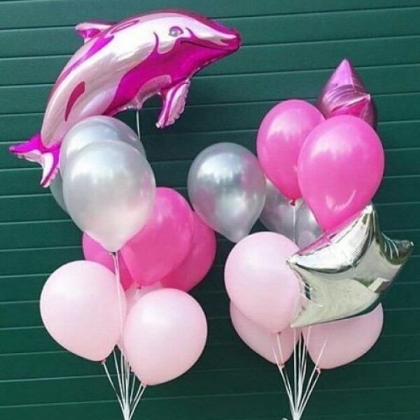 Композиция из воздушных шаров Дельфин Pink