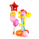 Фигура из воздушных шариков Мальчик с цветами и фонтаном