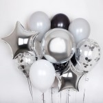 Букет из воздушных шариков  Серебро с конфетти