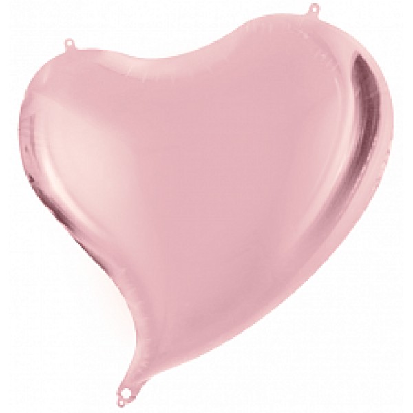 Шар фольгированный Сердце,Изгиб, Розовый, (18/46 см) 1 шт.