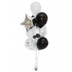 Фонтан из воздушных шариков Серебро с черным