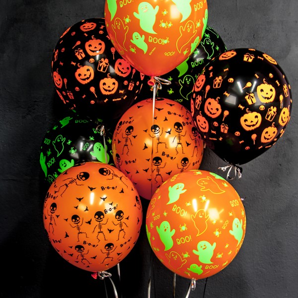 Облако воздушных шаров  (12''/30 см) Хэллоуин, Призрачные огни