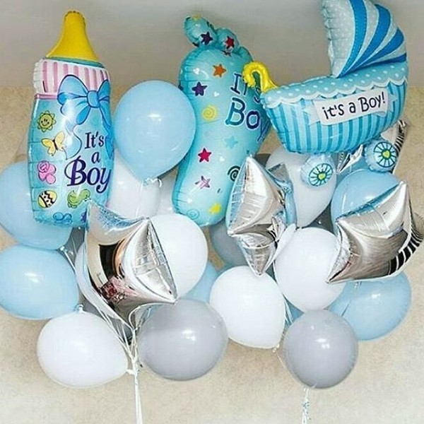 Композиция из воздушных  шариков Рождение мальчика