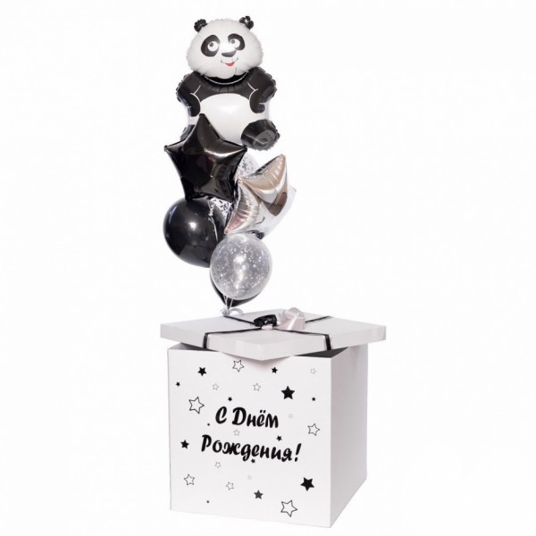 Коробка-сюрприз с воздушными шарами Веселая панда!