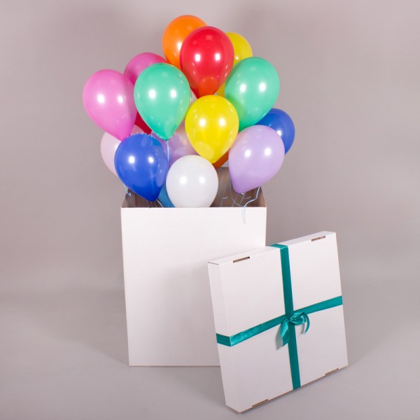 Коробка-сюрпиз с воздушными шарами Радуга 