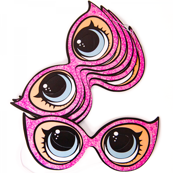 Маска Кукла ЛОЛ (LOL), Солнечные очки, Розовый, 6 шт.