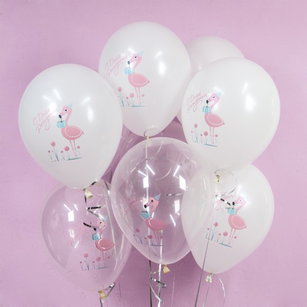 Воздушный Шар (12''/30 см) Фламинго, С Днем Рождения!