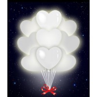 Светящиеся воздушные шарики сердца (Белые) 